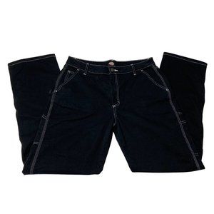 Dickies Black Carpenter Pants Contrast Stitching Mid Rise